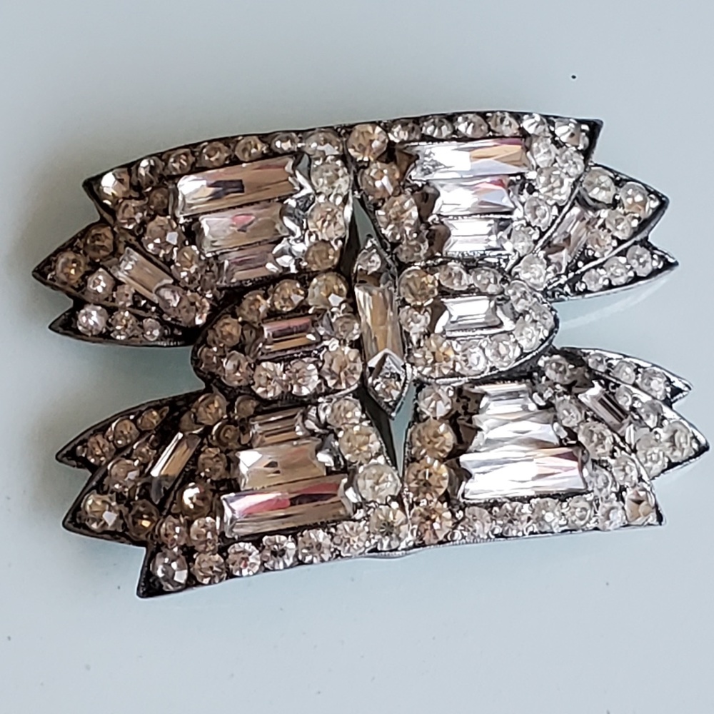Vintage Art Deco F.N. Co. Fishel Nessler Frenchl Paste Sash Buckle Scarf Accent